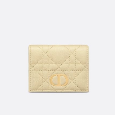 【財布】コンパクト ウォレット ペールイエロー DIOR CARO(ディオール カロ)