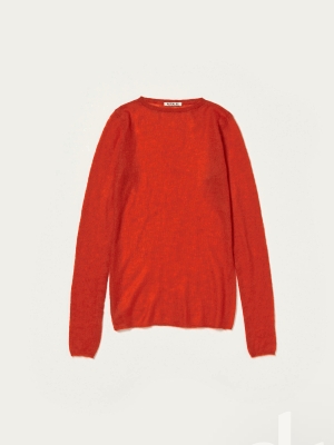 AURALEE／オーラリー　KID MOHAIR SHEER KNIT BOAT NECK P/O（レッド）
