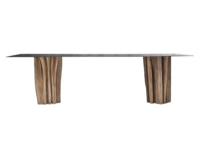 【アトリエの木の脚のテーブル】梨花さんがアトリエに置いて鉄の天板のテーブルGERVASONIBRICK TABLE 32/33/34/36