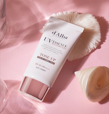 【日焼け止め/下地】d'Alba ウォータフルトーンアップサンクリーム(ピンク)