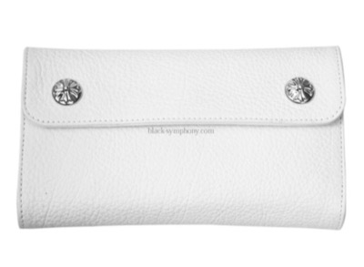 Chrome Hearts（クロムハーツ）ウェーブウォレット クロスボタン ホワイトレザー