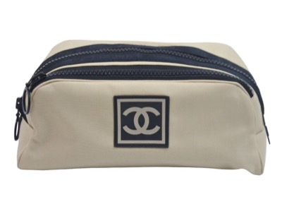CHANEL（シャネル）ポーチ スポーツライン ココマーク ナイロン ラバー ベージュ