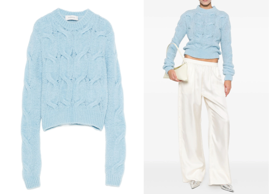 Sportmaxブルーのケーブル編みニット