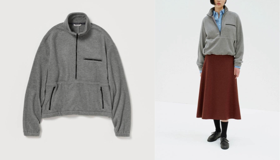 AURALEE(オーラリー)PURE SILK COMFORT FLEECE HALF ZIP P/O