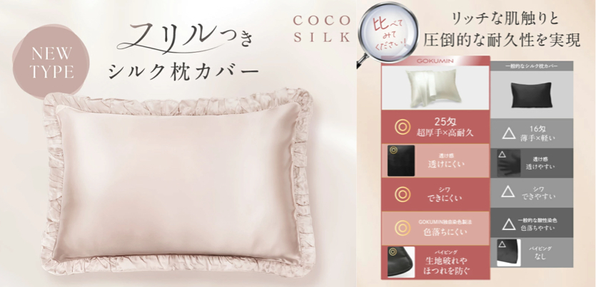 🥉 ③ COCOOSILK（ココシルク）片面シルク枕カバー25匁【楽天年間ランキング受賞！コスパ最強】